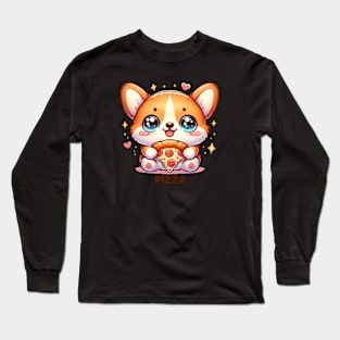 Funny Pizza CuteCorgi Dog Lover Long Sleeve T-Shirt